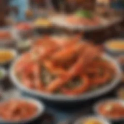 Lavish buffet spread showcasing a variety of crab legs