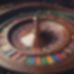 A vibrant roulette wheel with colorful chips