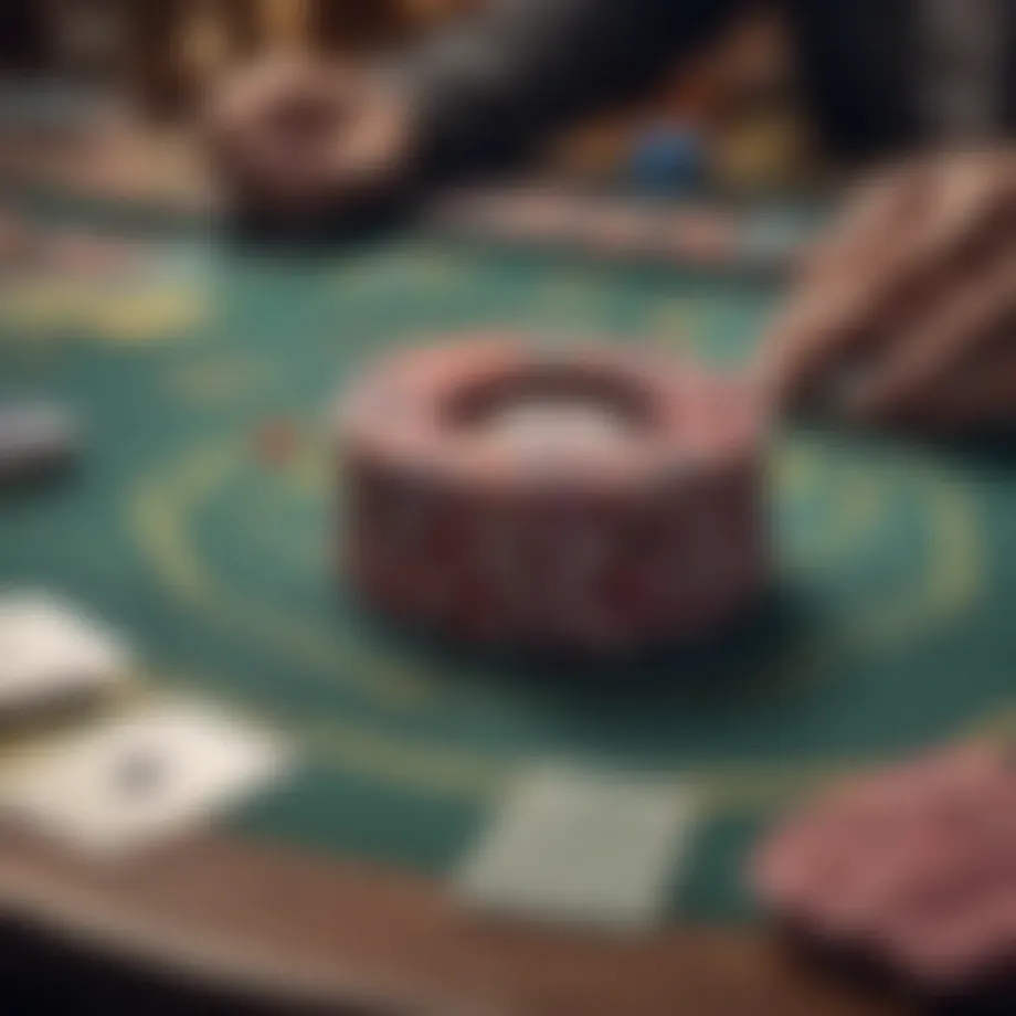 A strategic poker table with cards and chips