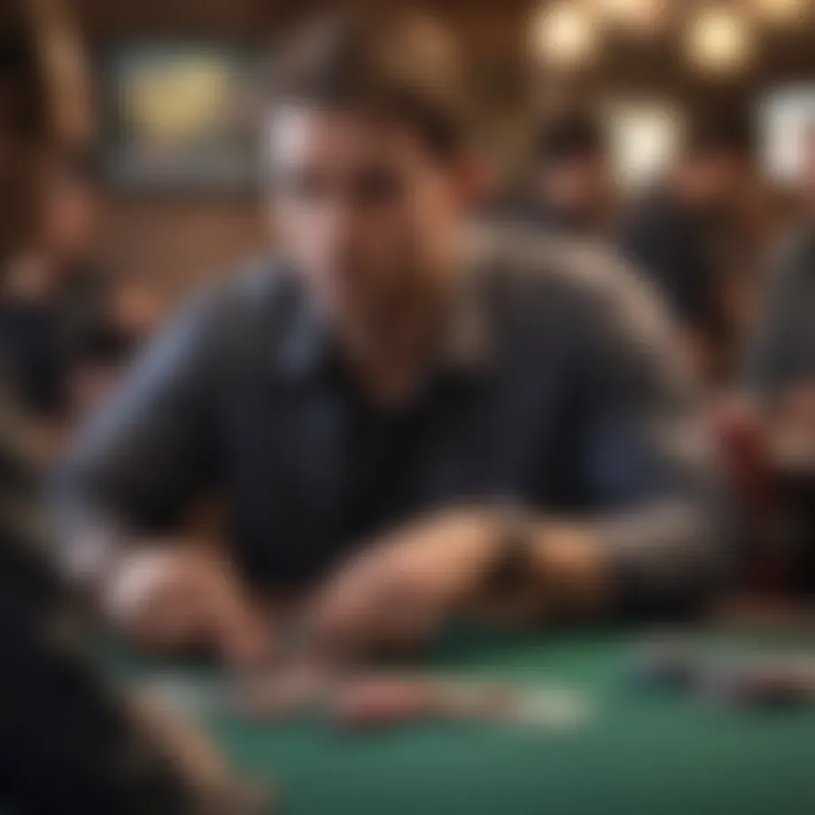 A player contemplating their next move in Texas Hold'em.