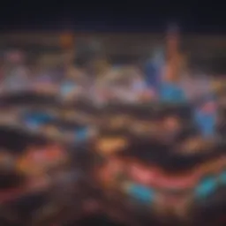 A vibrant view of the Las Vegas Strip showcasing the neon lights of casinos.